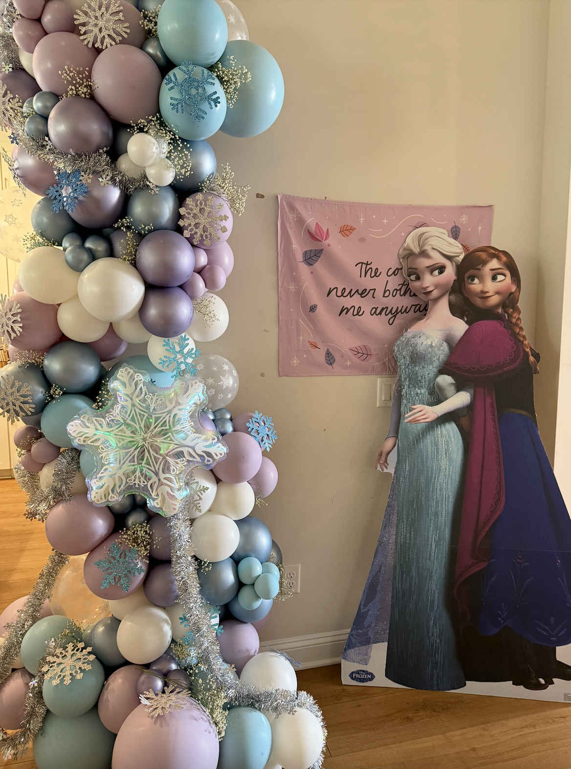 Balloon wall with Frozen characters