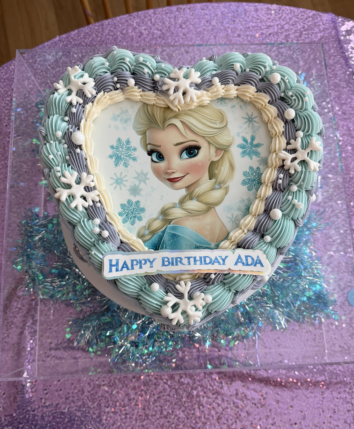Heart-shaped Frozen cake